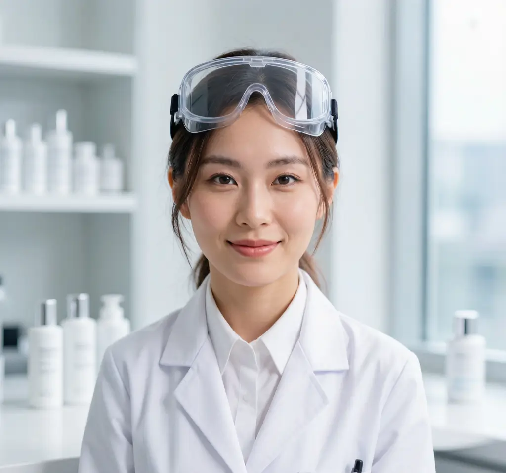 R&D scientist developing facial serum formula