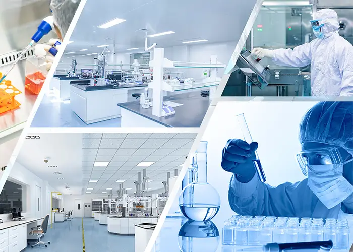 Serum laboratory — R&D team evaluating facial serum formulations